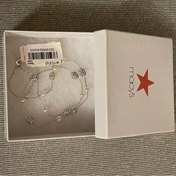 Classics silver-tone white pearl fireball ajustable necklace - Picture 7 of 8